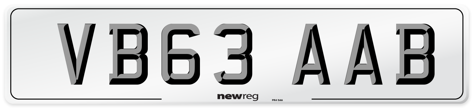 VB63 AAB Number Plate from New Reg